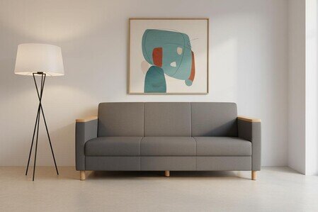 LEANDER Sofa "L" mit Holzarmlehnenauflage 