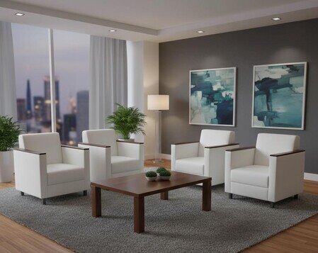 LEANDER Sessel "L" mit geteilter Front und Holzarmauflage